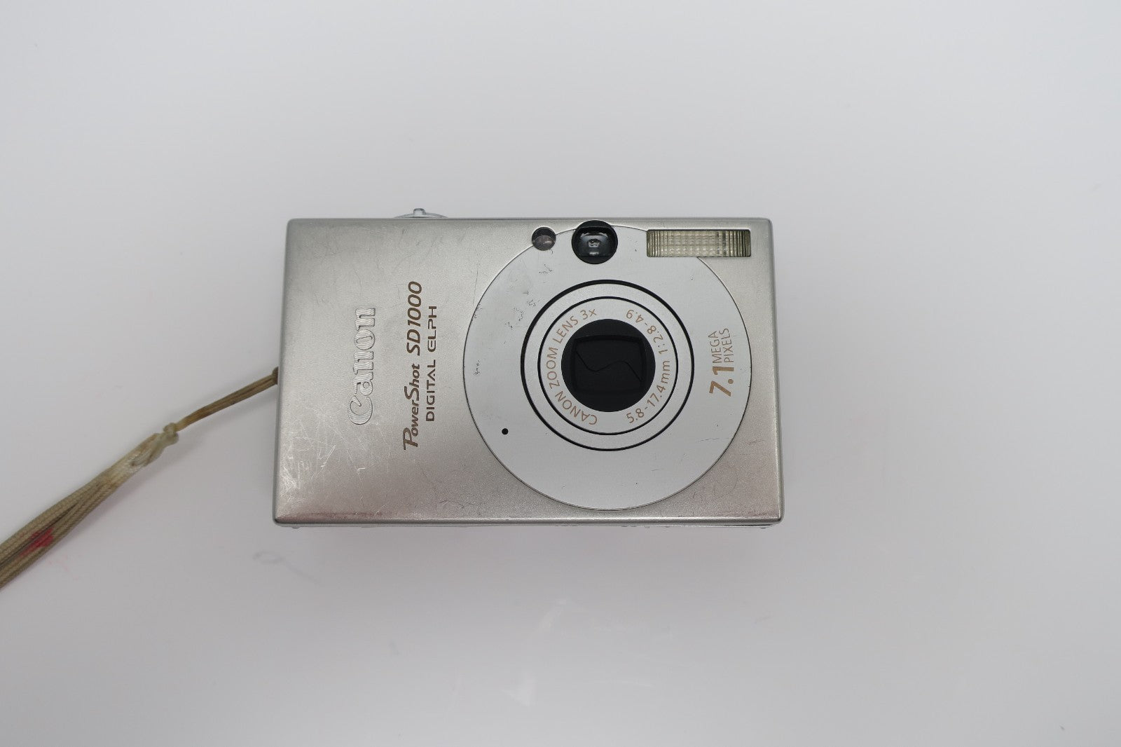 Canon PowerShot Digital ELPH SD1000 7.1MP - Silver W/Battery+Charger TESTED.