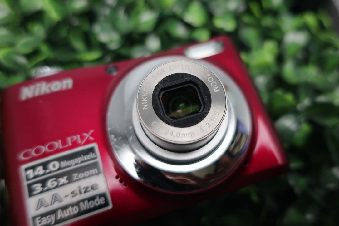 Nikon Coolpix L24 Red Digital Camera 14 MP Tested Working W/ Memory Card.