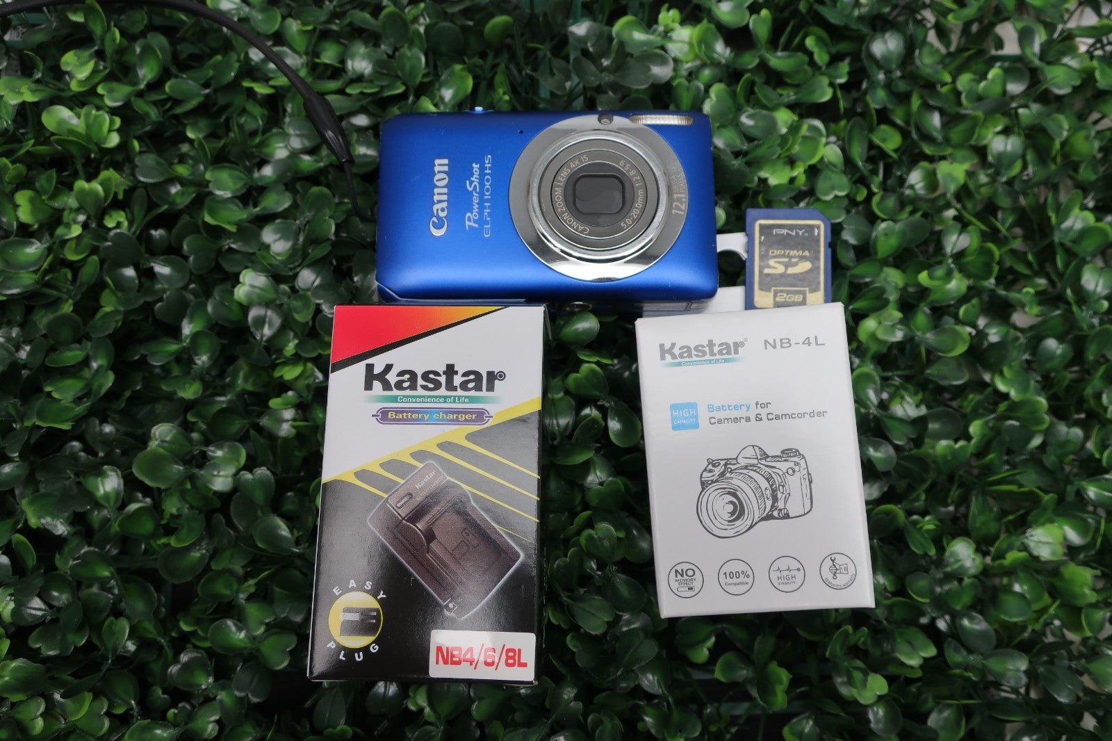 Canon PowerShot ELPH 100 HS Blue 12.1MP Digital Camera W/ Battery+Charger+SD