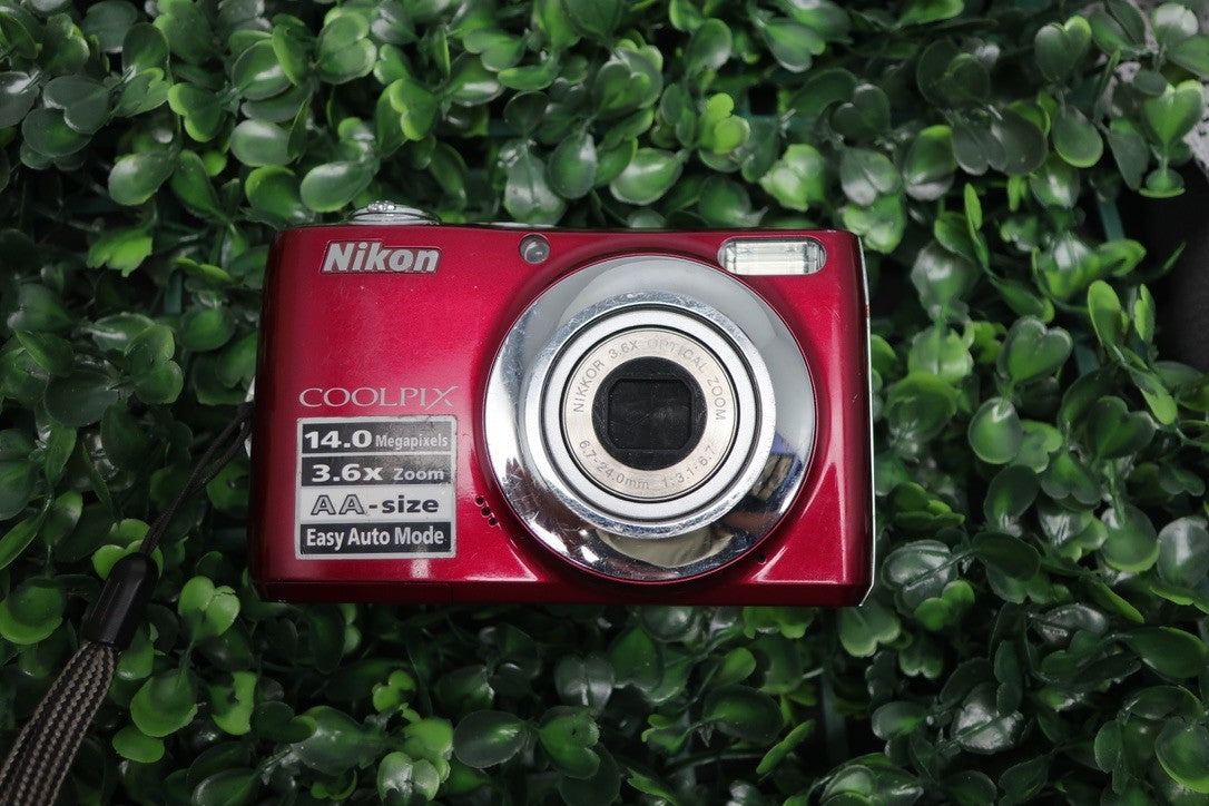 Nikon Coolpix L24 Red Digital Camera 14 MP Tested Working W/ Memory Card.